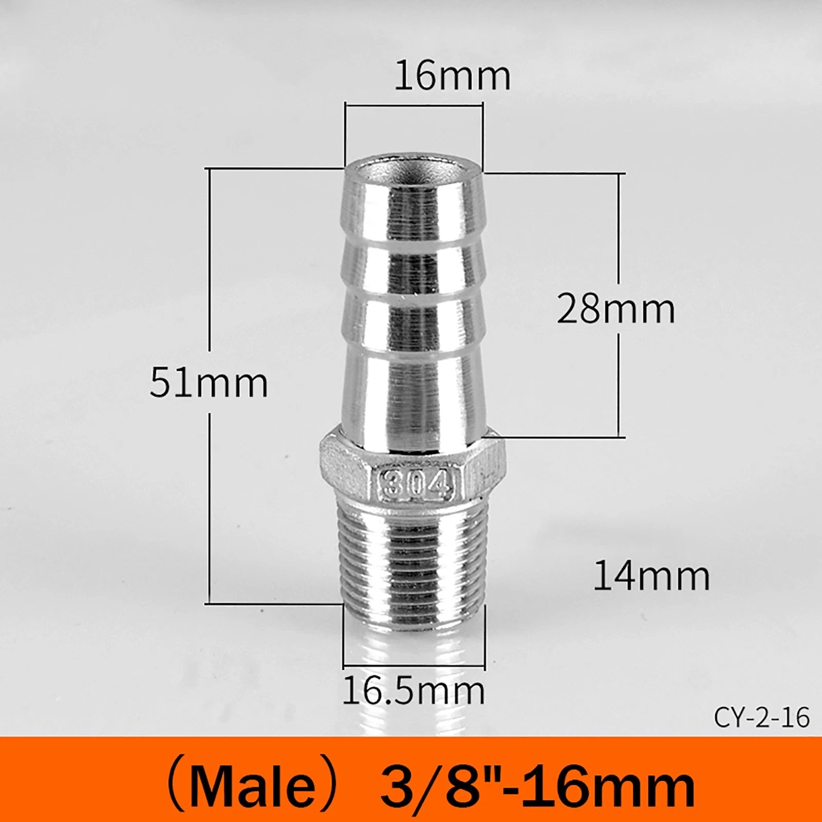 BSP Male Taper Thread x Hose Tail Adapter Fittings — Stainless Steel 304