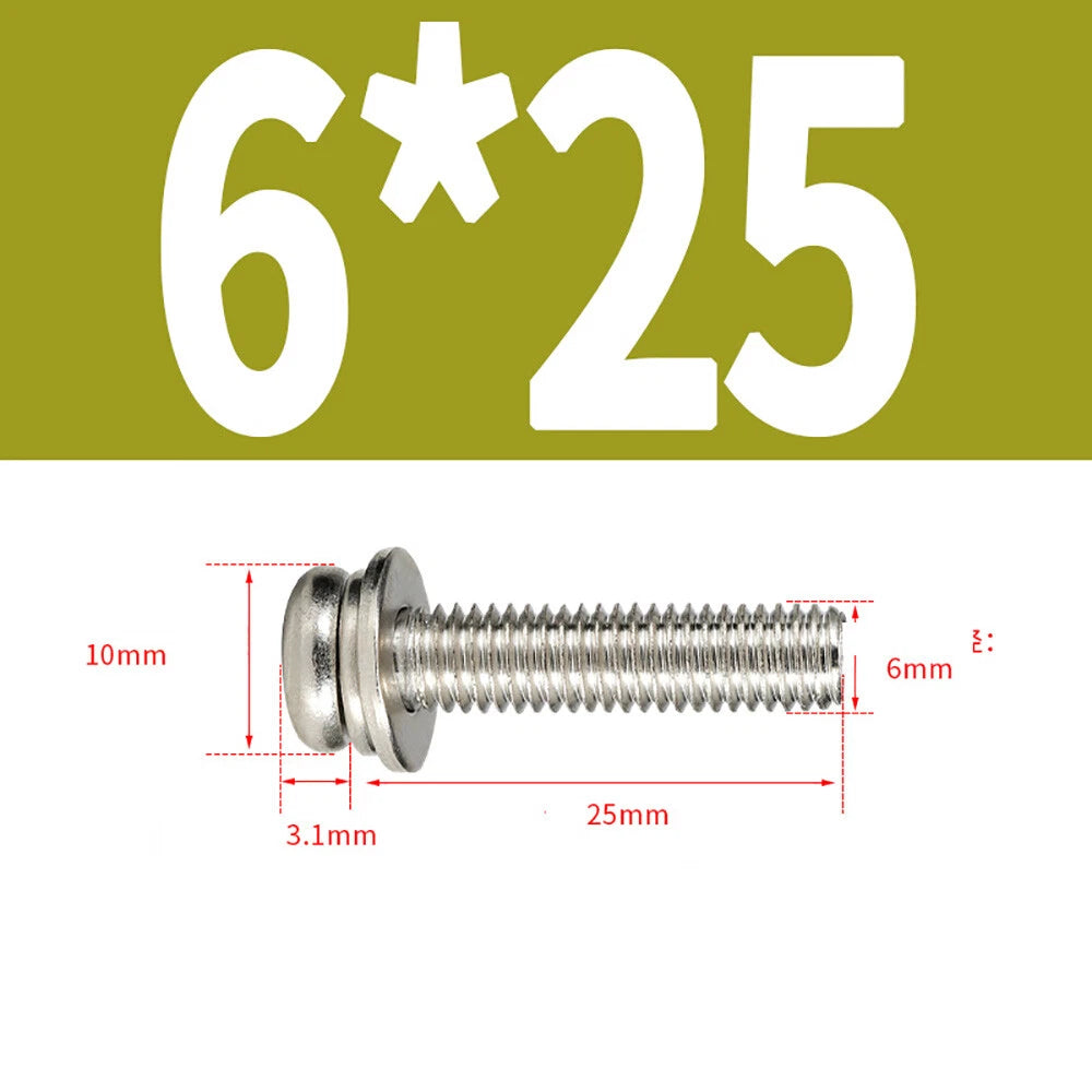 M5–M8 Phillips Pan Head Screws with Flat Washer – Nickel Plated or Black Zinc, Carbon Steel