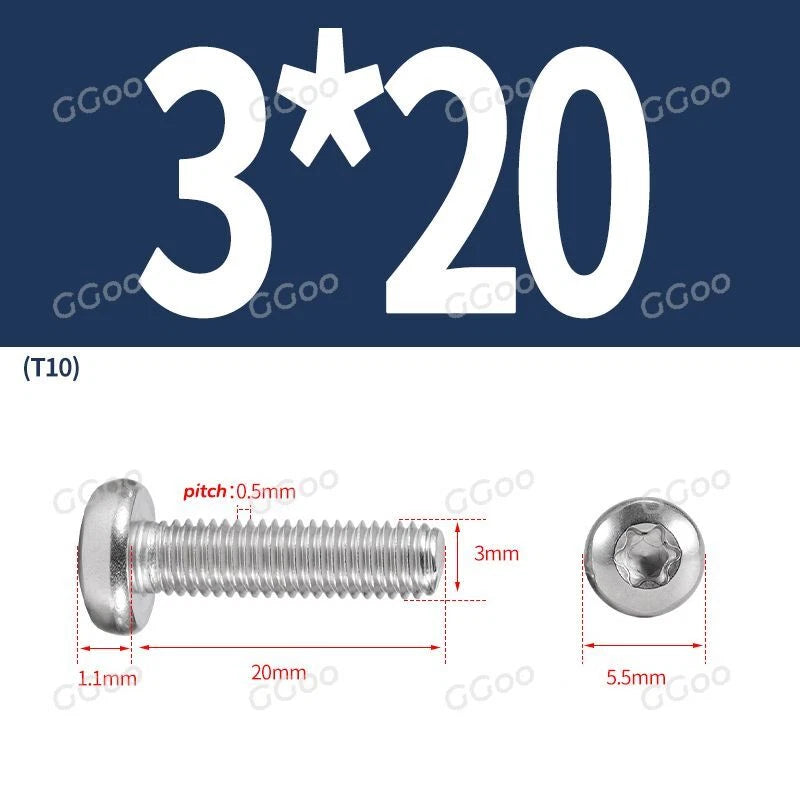 A2 Stainless Steel Torx Pan Head Machine Screws — M2 to M8, Six-Lobe Drive