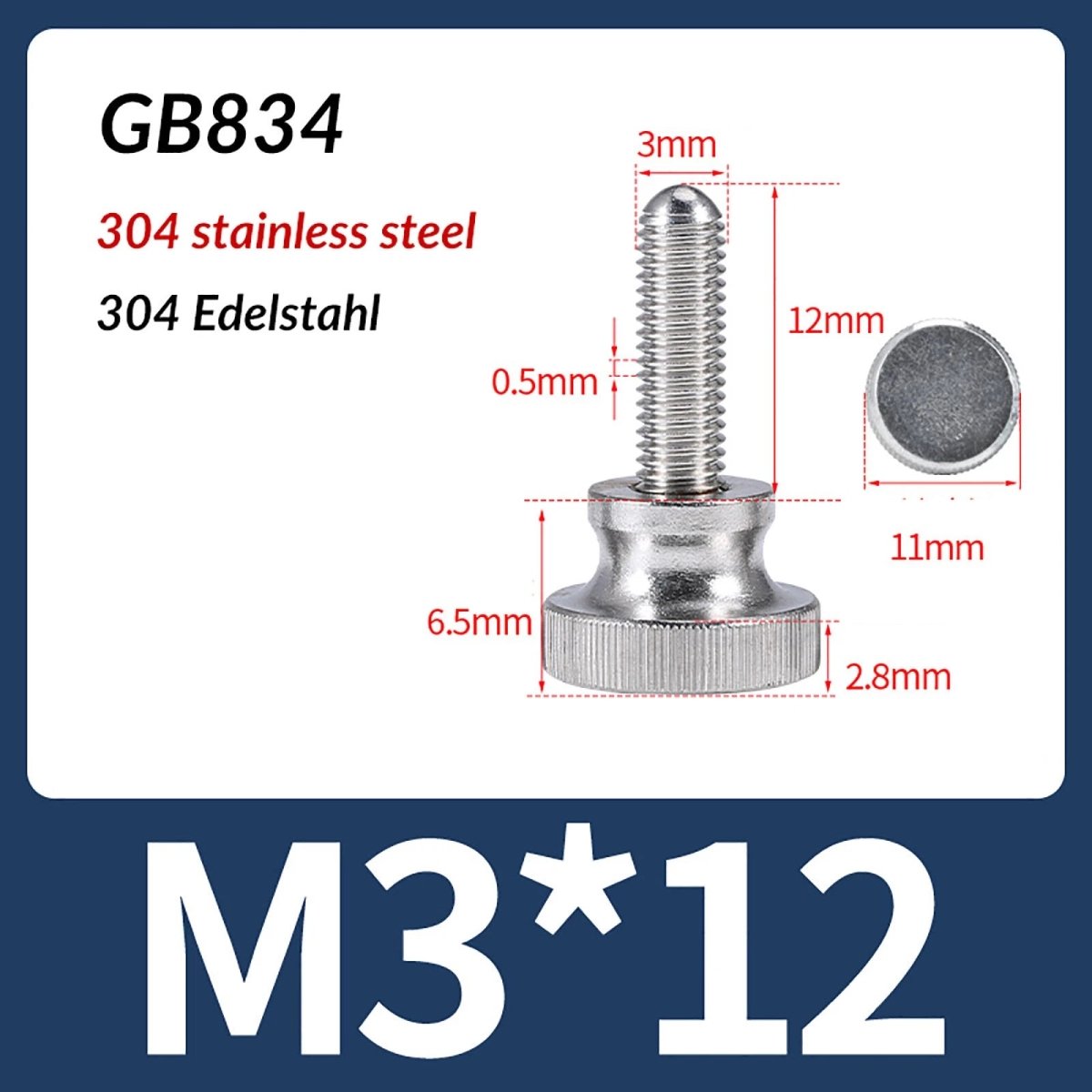 A2 Stainless Steel Knurled Thumb Screws – M2 to M10, Hand Turn Knob Bolts, 4 - 60mm Lengths - HomeDIYer