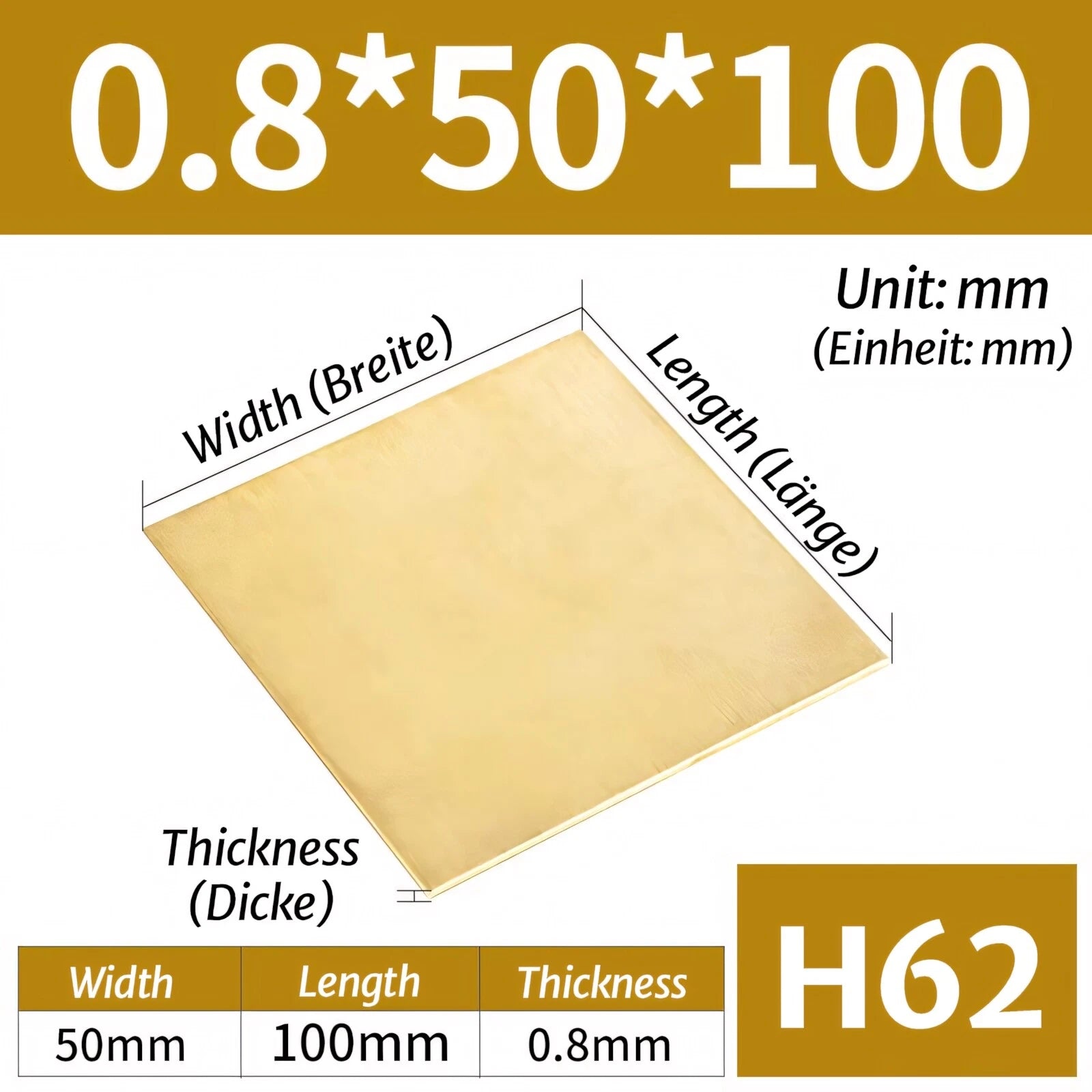 H62 Brass Sheet Plate Guillotine Offcuts, Various Multiple Sizes 0.3mm-8mm Thick