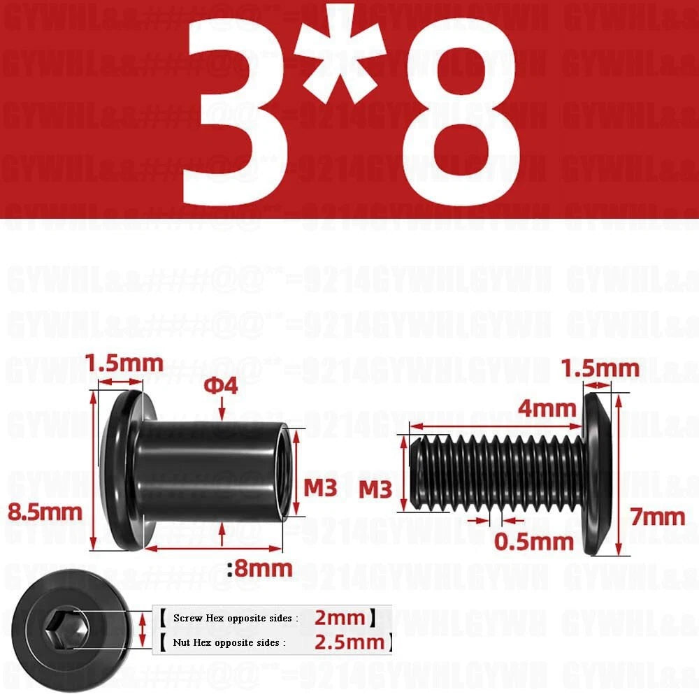 Metric Furniture Connector Bolts with End Cap Nuts — Stainless Steel M2 to M10