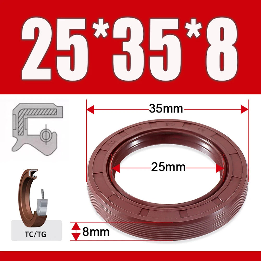 TC/TG Dual Lip FKM Oil Seal — Metric Rotary Shaft Sealing Ring, ID 25–50mm