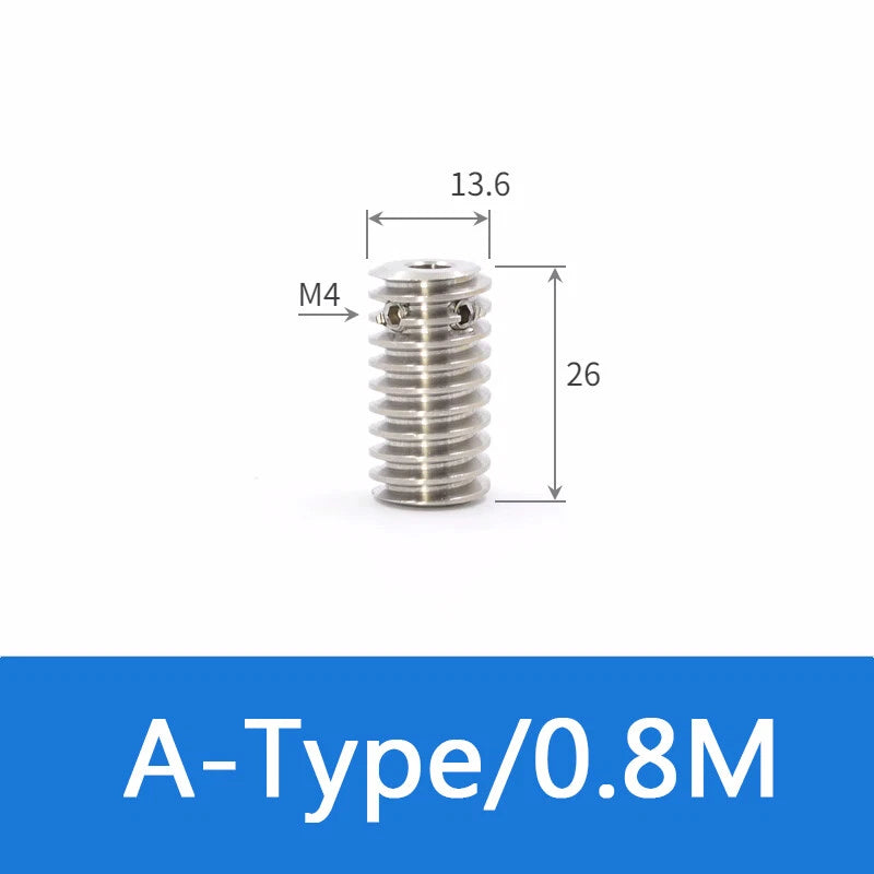 Brass Worm Wheel Gear 0.5/0.8/1/1.5 Module Transmission Gear Worm Rod Gear Shaft