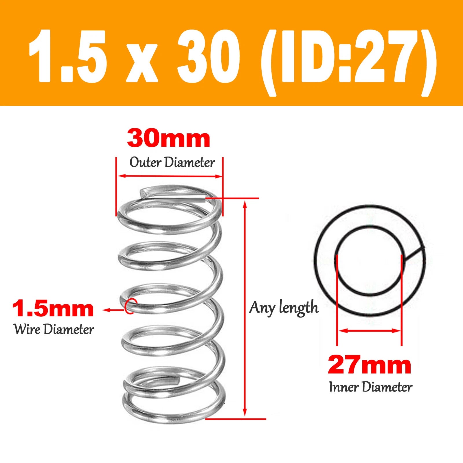 1.5mm Wire 304 Compression Spring Small 16mm-30 mm Diameter Pressure Compressed