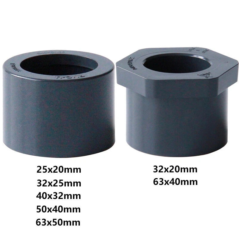 UPVC PVC Pipe Fittings Tee Straight Cap Elbow Plumbing Couping ID 20-110mm Grey