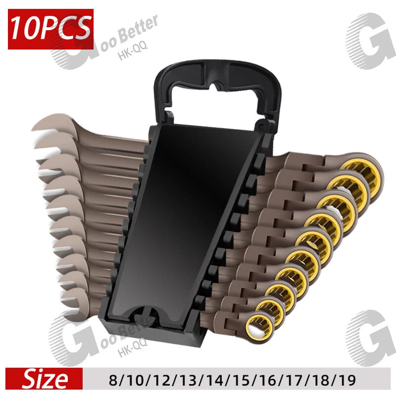 Ratchet Spanner Combination Fixed & Flexi 6 - 19mm 14 x Sizes Tool Wrench