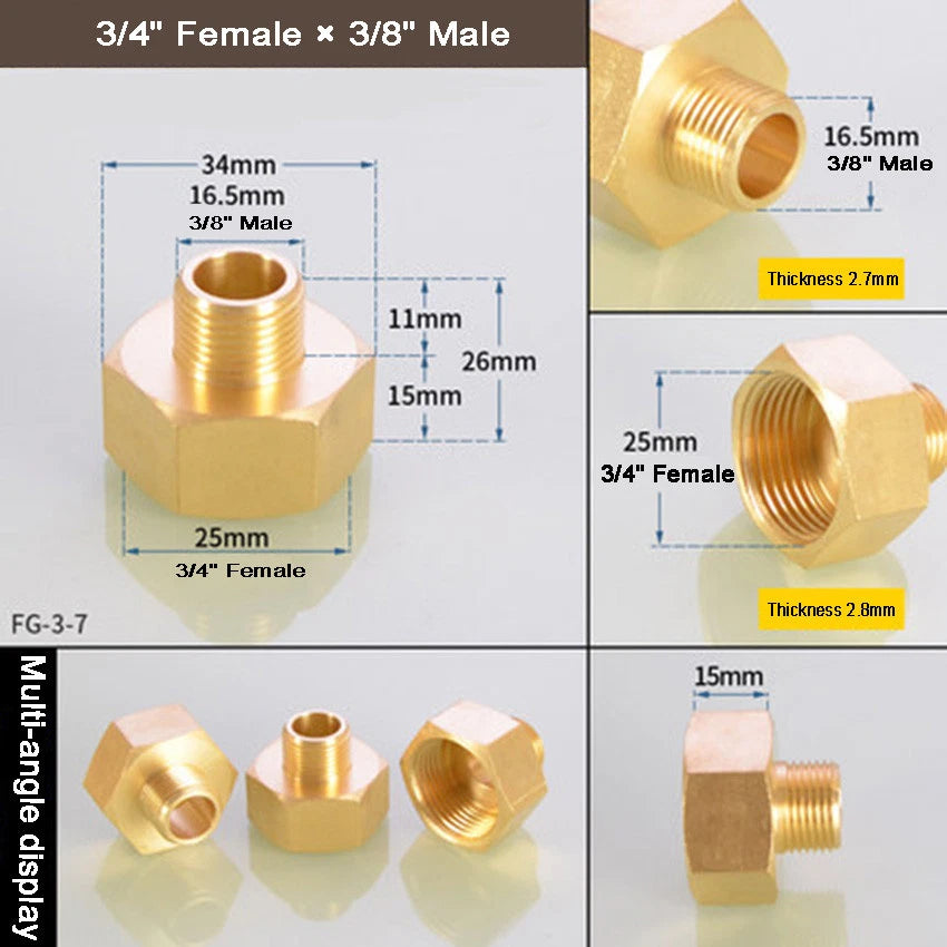 Brass BSP Reducing Bush — Male × Female Straight Pipe Fitting