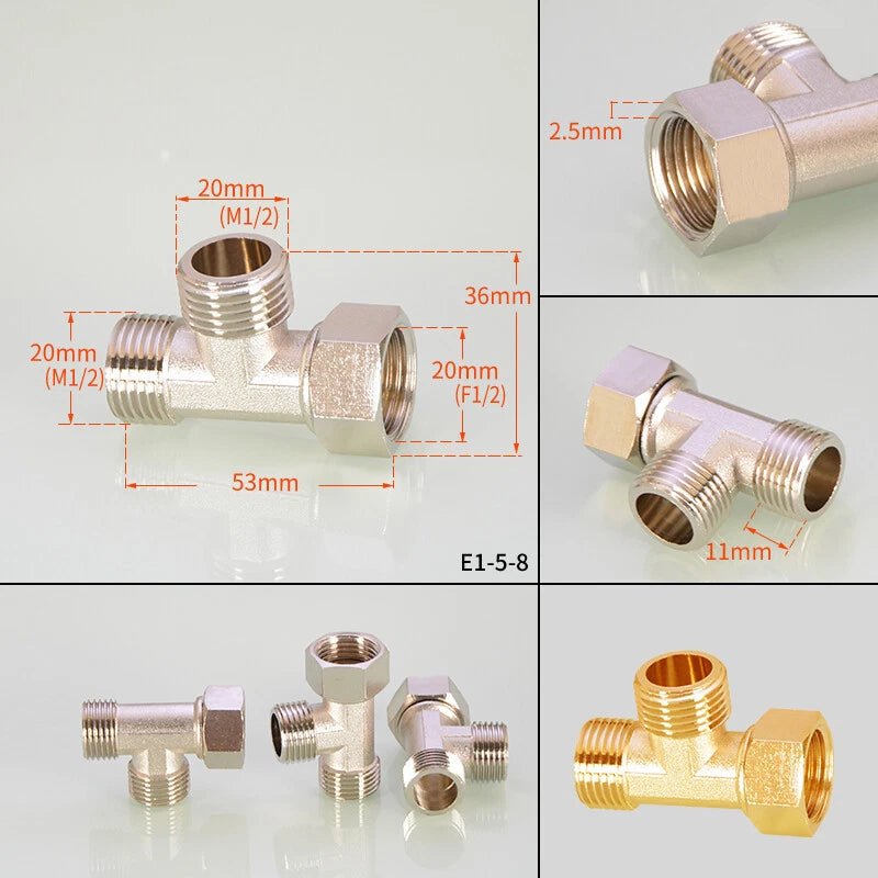 1/2" Copper Tee Elbow Diverter Valve Adapter — Hose & Shower Connector (24 Styles)