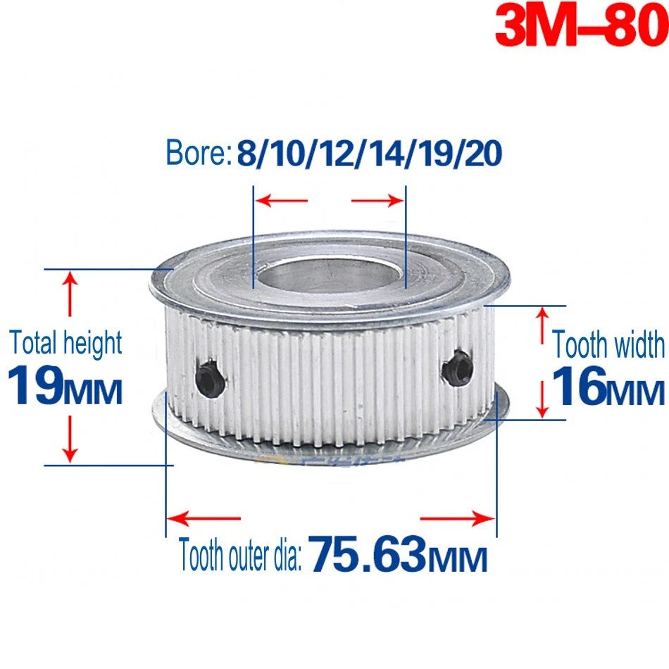 3M Timing Belt Pulley 12T-120T Synchronous Wheel Sprocket For 15mm Width Belt