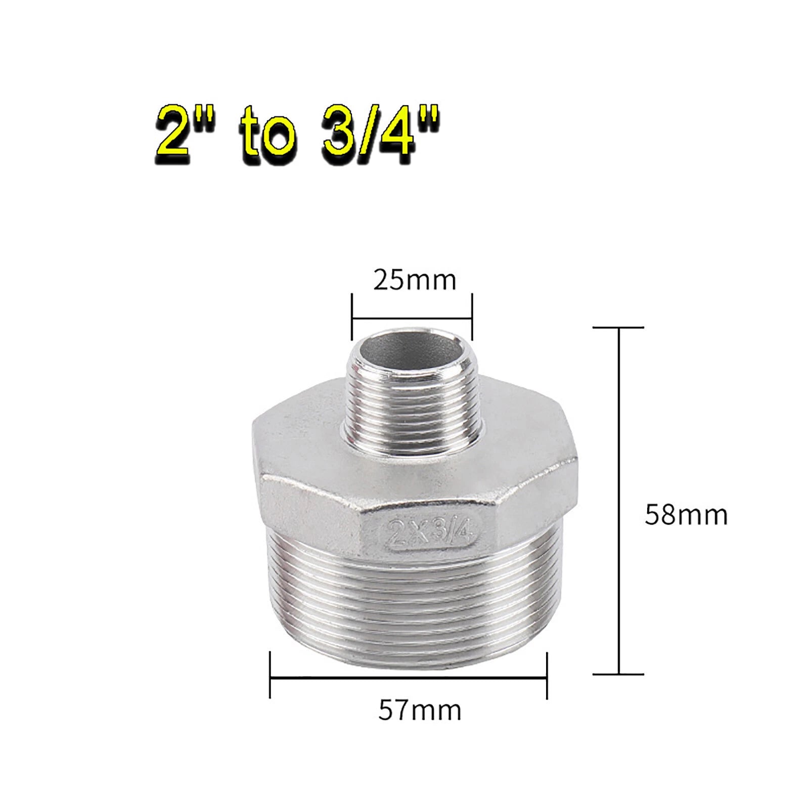 BSP Male to Male Reducing Hex Nipple 304 Stainless Steel Pipe Connector