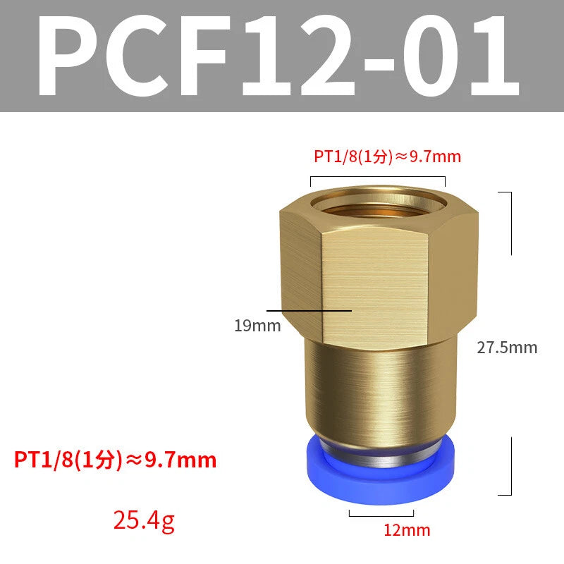 Pneumatic Push In Fitting Female Stud Straight Air Hose Inline Connector Line