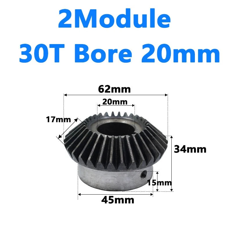 Bevel Gear 2 Module Ratio 1:1 Teeth 25 30 Bore Dia 10mm 12mm 14mm 15mm 16mm-28mm