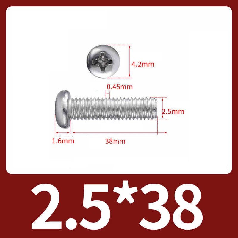 M2.5 Pozi Pan Head Machine Screws A2 Stainless Steel — Multiple Lengths - HomeDIYer