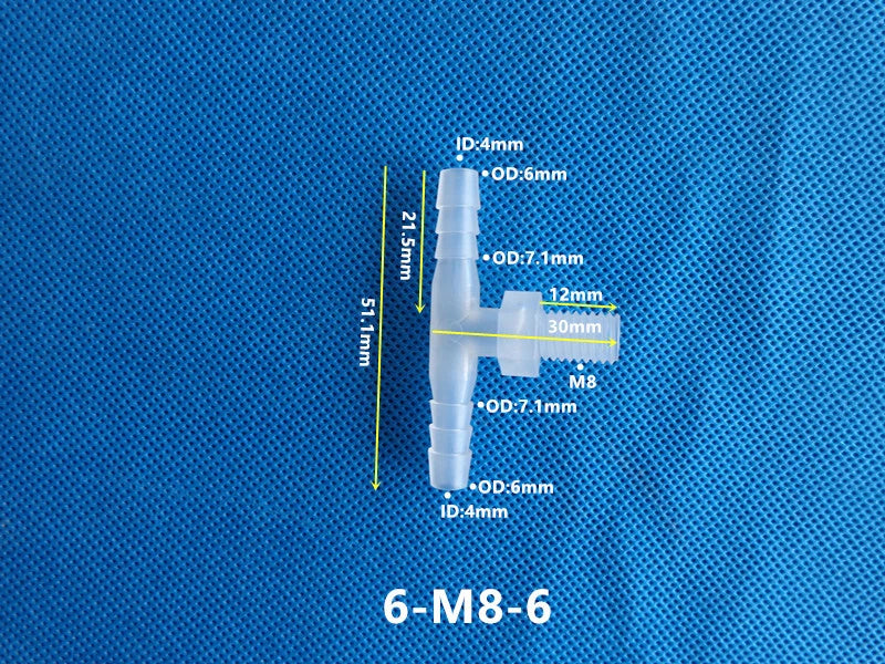 T-Type Plastic Pipe Fitting – Male Thread Barbed Tee Hose Connector (G & M Thread)