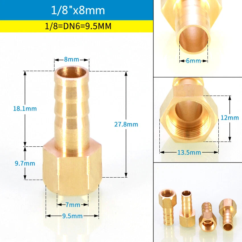 BSP Male & Female Thread Barb Hose Tail Connector — Air Fuel Water