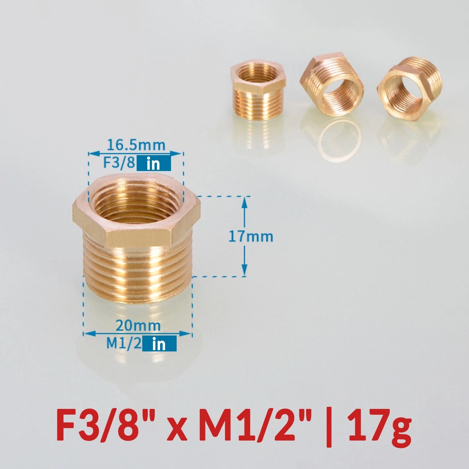 BSP Brass Reducing Hexagon Bush — Male to Female Thread Pipe Fittings