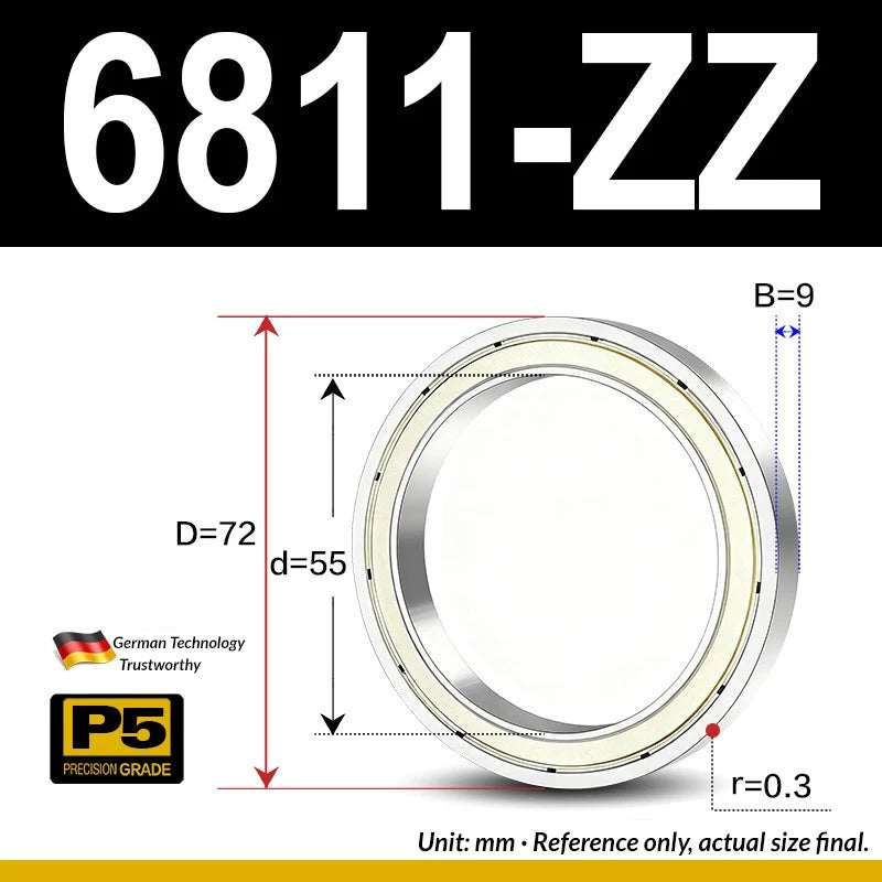 Thin Wall Bearings Deep Groove Ball Bearing ZZ or RZ, ID 10-95mm, OD 19-120mm