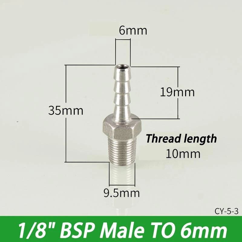 Stainless Steel Hosetails,Bsp Thread Hose Tail Barb Connector 1 8-1" Female Male
