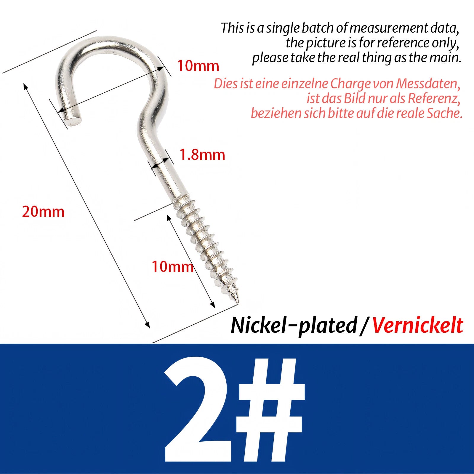 Screw-In Eye Hooks & Open Hooks — Nickel, Zinc & 304 Stainless, 16–106mm, All Sizes