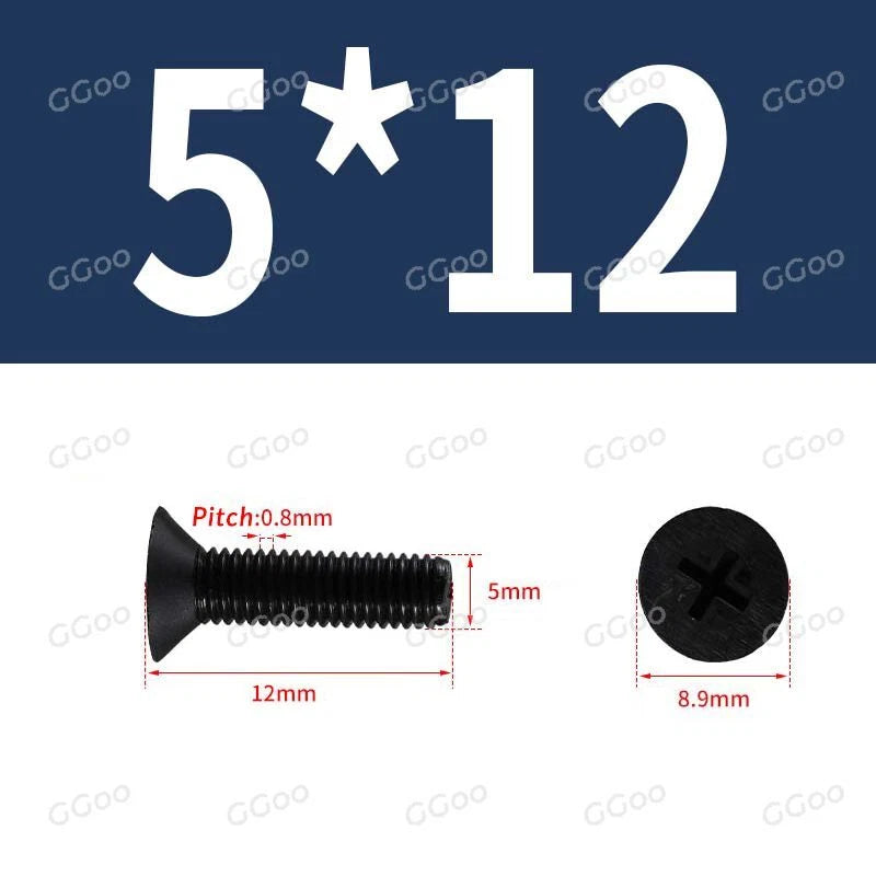 Nylon Countersunk Phillips Screws M2.5–M8, PA66 Non-Conductive Corrosion-Free