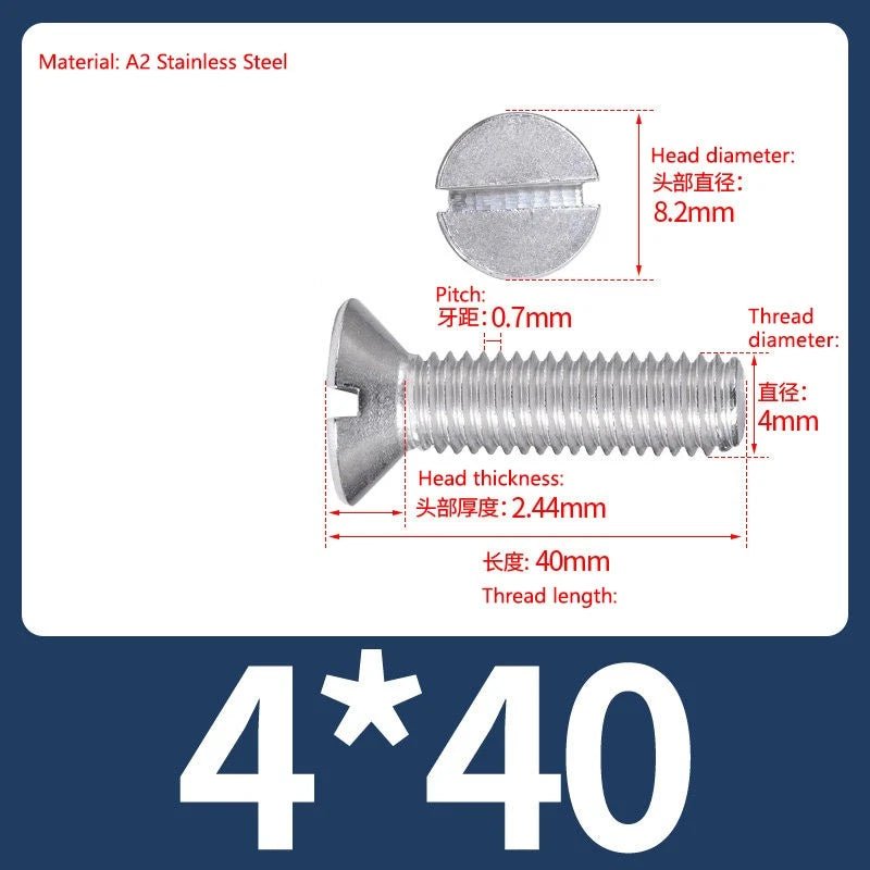 A2 Stainless Steel Slotted Countersunk Screws DIN 963 | M4 M5 M6 - HomeDIYer