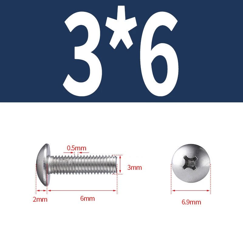 Phillips Button Head Machine Screws — Steel M2 M2.5 M3 M4 M5 M6 - HomeDIYer