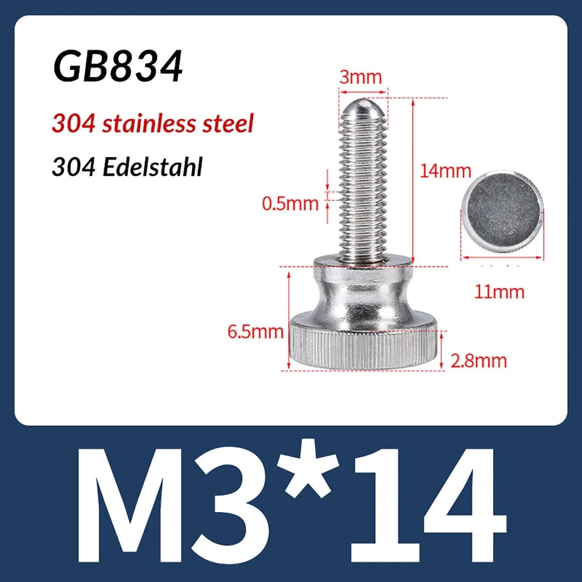 A2 Stainless Steel Knurled Thumb Screws – M2 to M10, Hand Turn Knob Bolts, 4 - 60mm Lengths - HomeDIYer