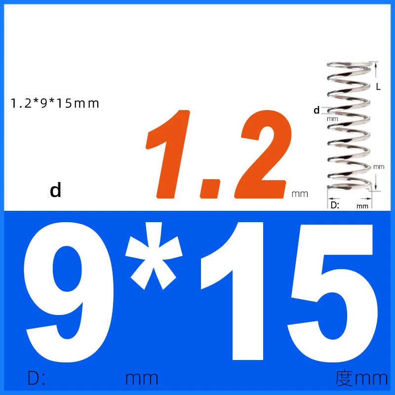 Compression Spring 1.2mm Wire Dia 8mm - 13mm OD Small Pressure Springs