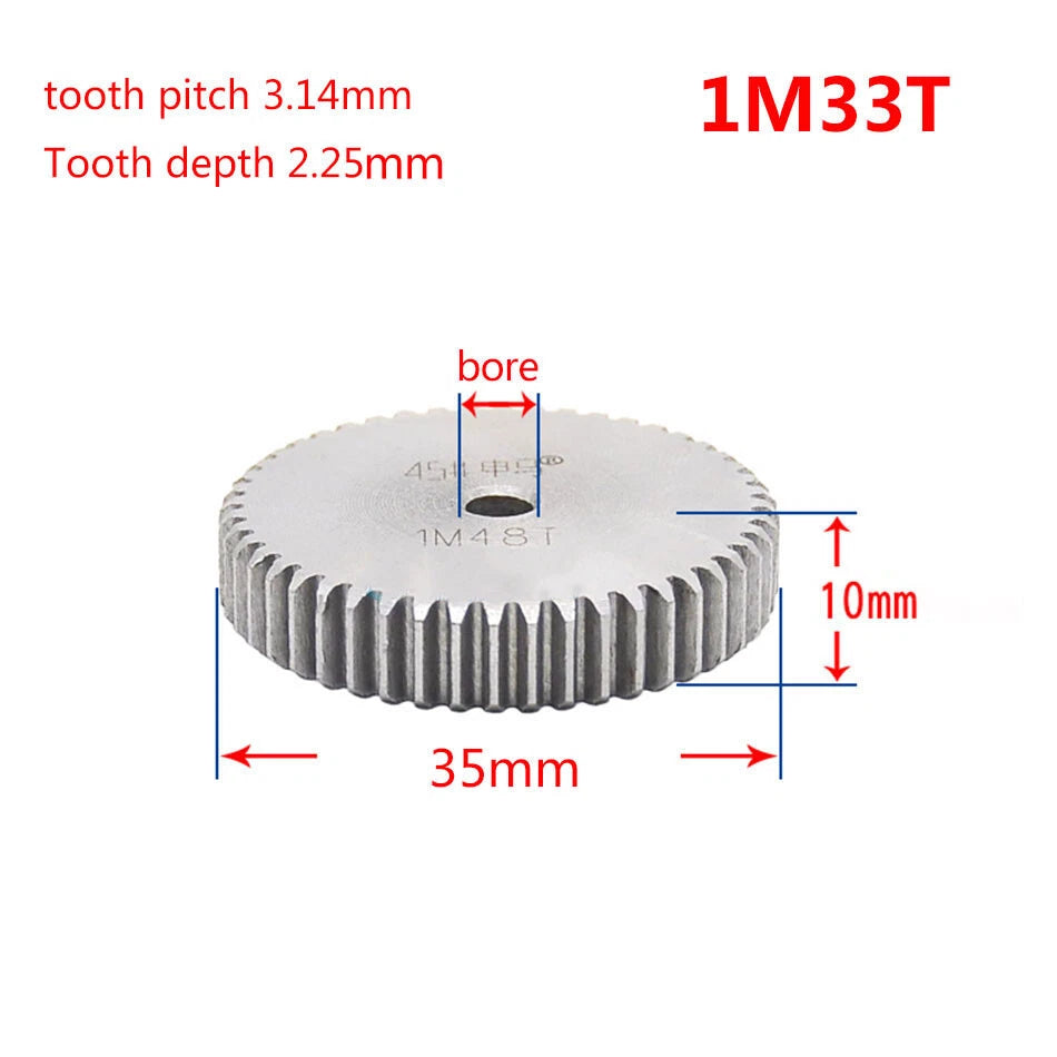 1 Mod Spur Gear 10T - 150T Tooth pitch 3.14mm 45# Steel Metal Gear for Motor