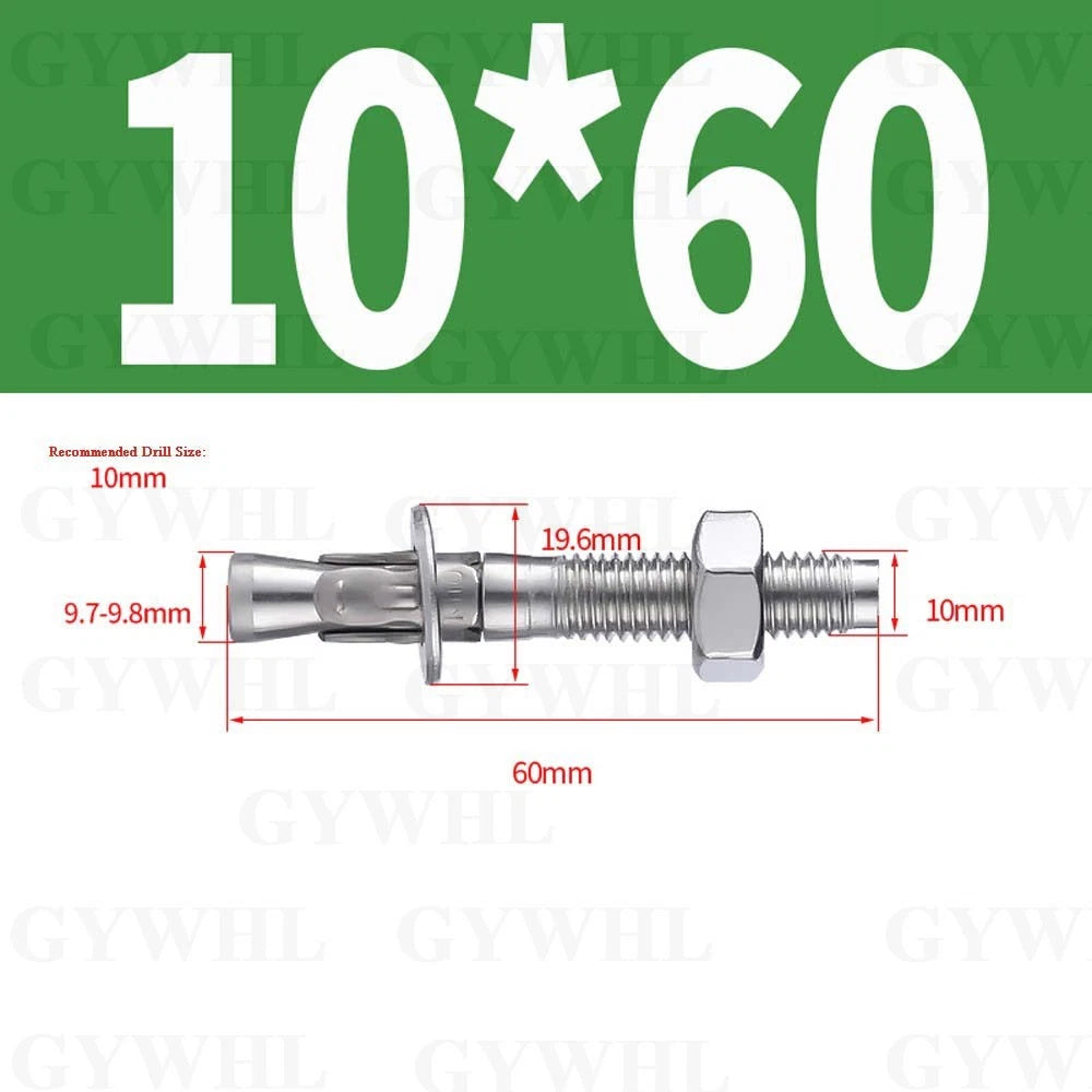 Hex Head Expansion Anchor Bolts — M6 to M20, Stainless Steel A2 & Zinc Plated, Extra Long