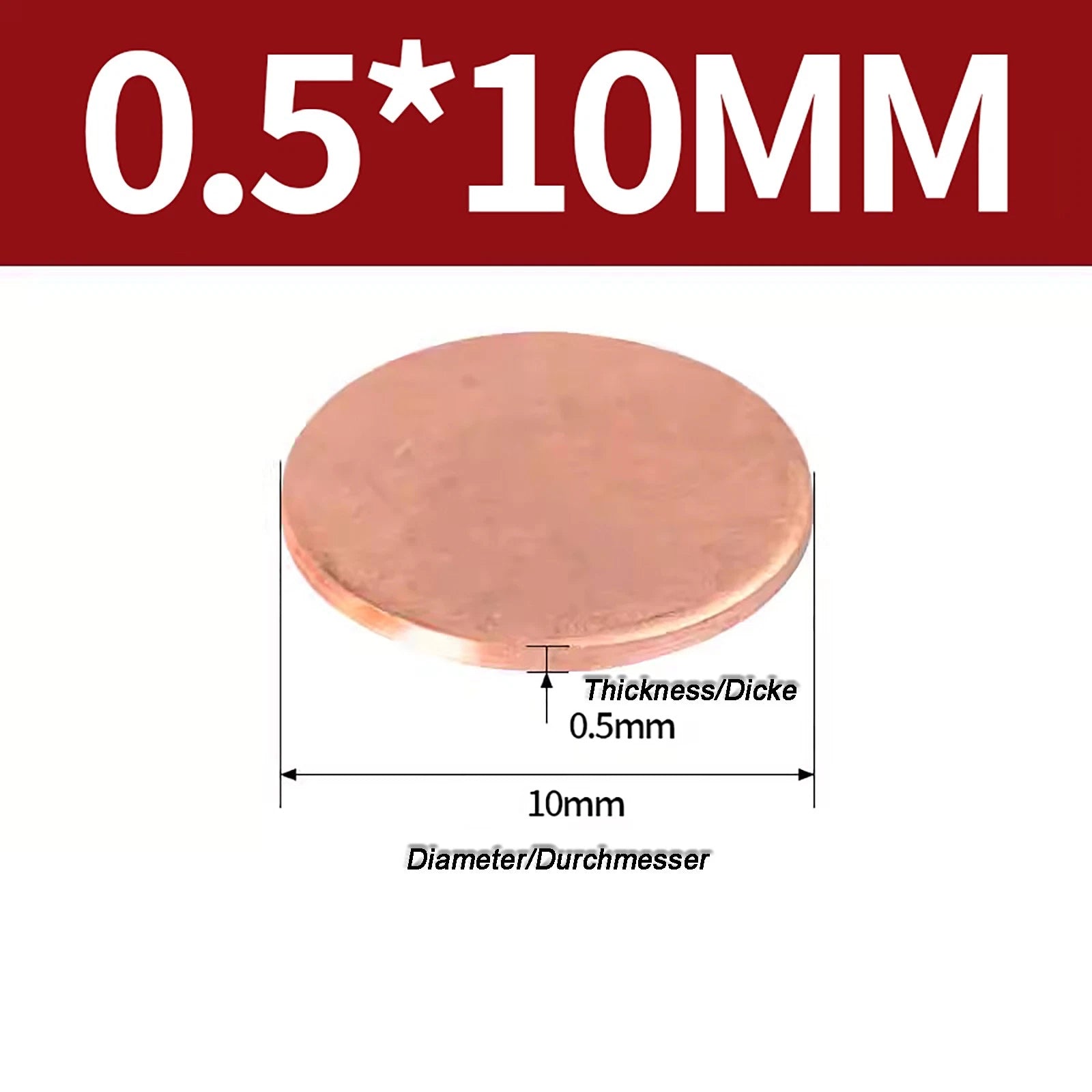 Solid Pure Copper Discs Blanks Round Plate Metal Sheet Thick 0.3~6mm Ø10mm~150mm