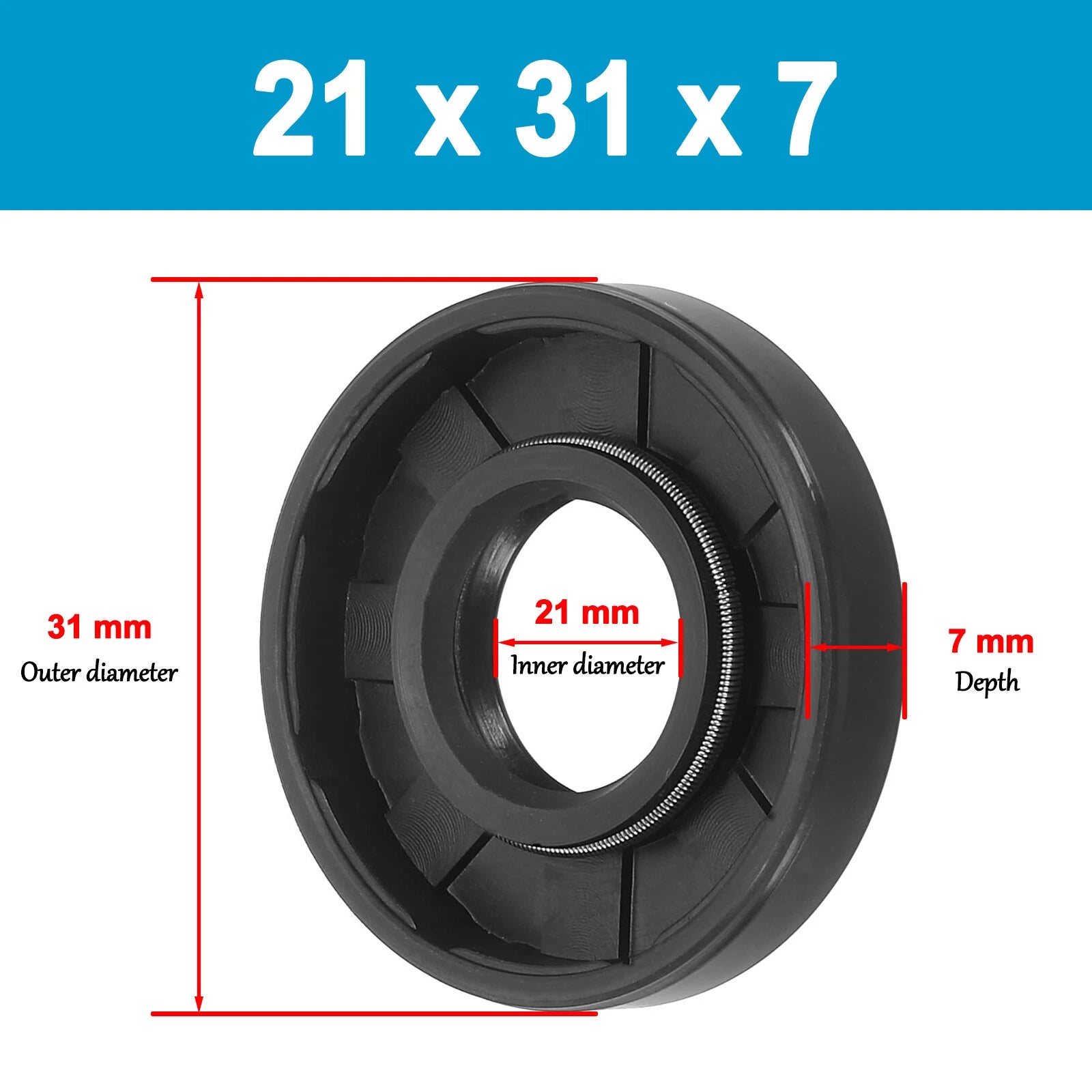 Oil Seal 21mm 22mm 23mm 24 mm ID Rotary Shaft Double Lip R23 TC 4 - 12mm Depths