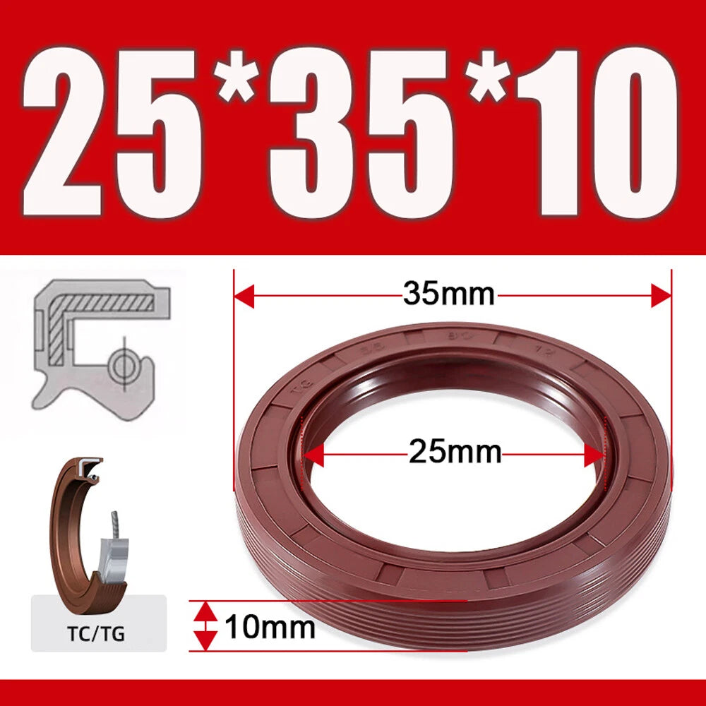TC/TG Dual Lip FKM Oil Seal — Metric Rotary Shaft Sealing Ring, ID 25–50mm