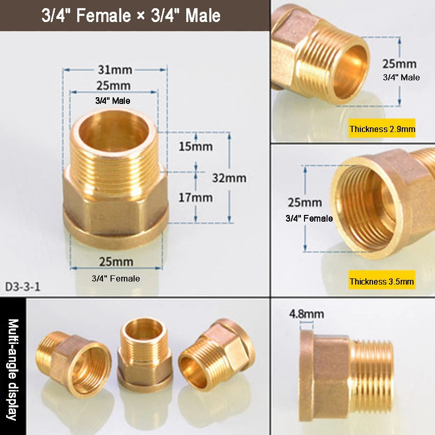 Brass BSP Reducing Bush — Male × Female Straight Pipe Fitting
