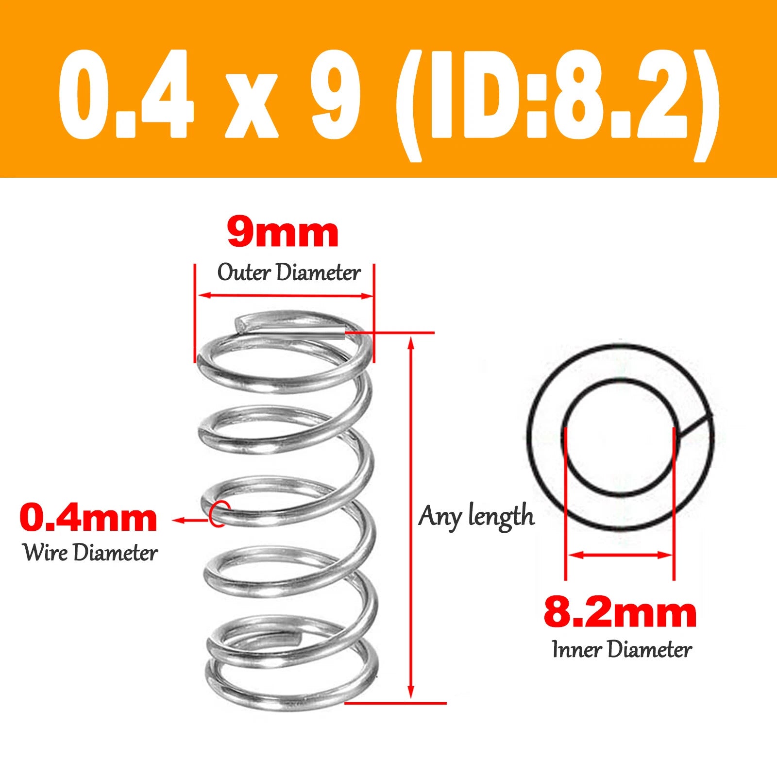 Compression Spring 0.40mm Wire Dia ,2 - 12mm OD Small Pressure Springs 304 Steel
