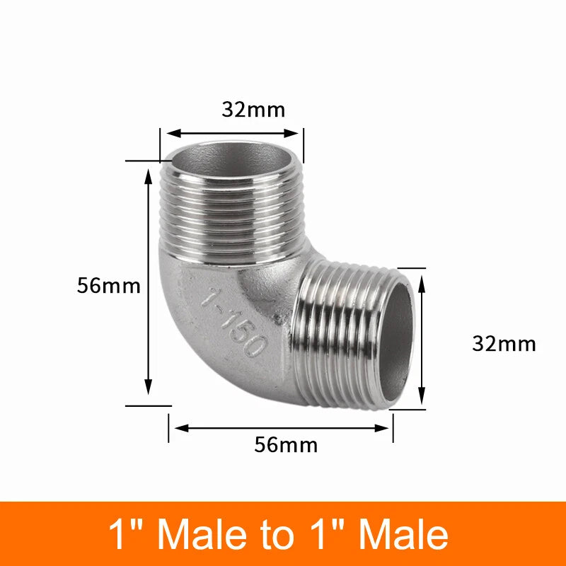 Stainless Steel 90° Elbow BSP Pipe Fittings — Same-Size & Reducing Female/Male Adapters