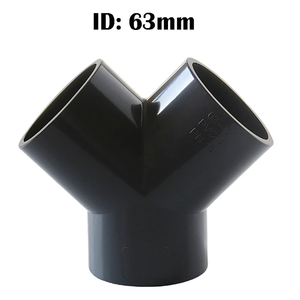 PVC Y-Fitting ID 20~63mm White Blue Grey PVC Y-Type Pipe Fitting Split Fittings