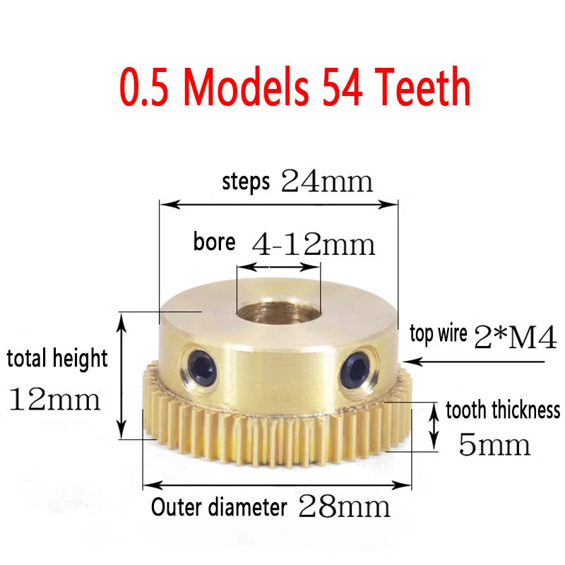 Mod 0.5 Brass Pinion Gear Spur Gears 20-60 Teeth 4-15mm Bore With Screw Hardened