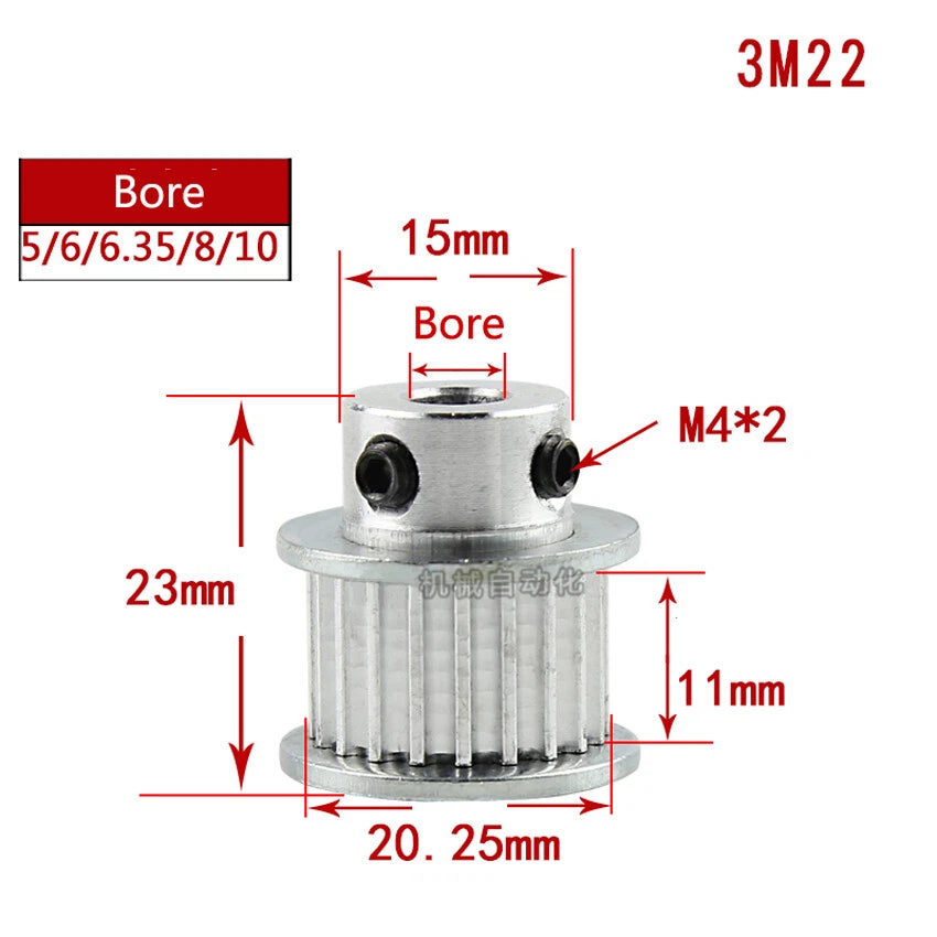 HTD-3M 12T-150T Timing Belt Pulley Pitch 3mm Tooth Width 11mm Synchronous Wheel