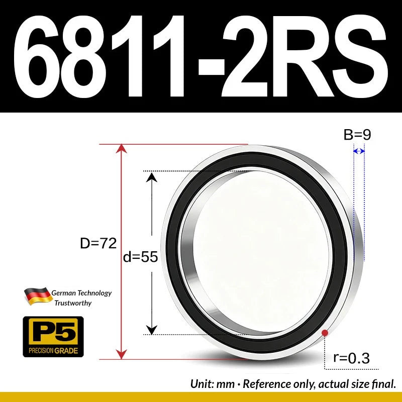 Thin Wall Bearings Deep Groove Ball Bearing ZZ or RZ, ID 10-95mm, OD 19-120mm