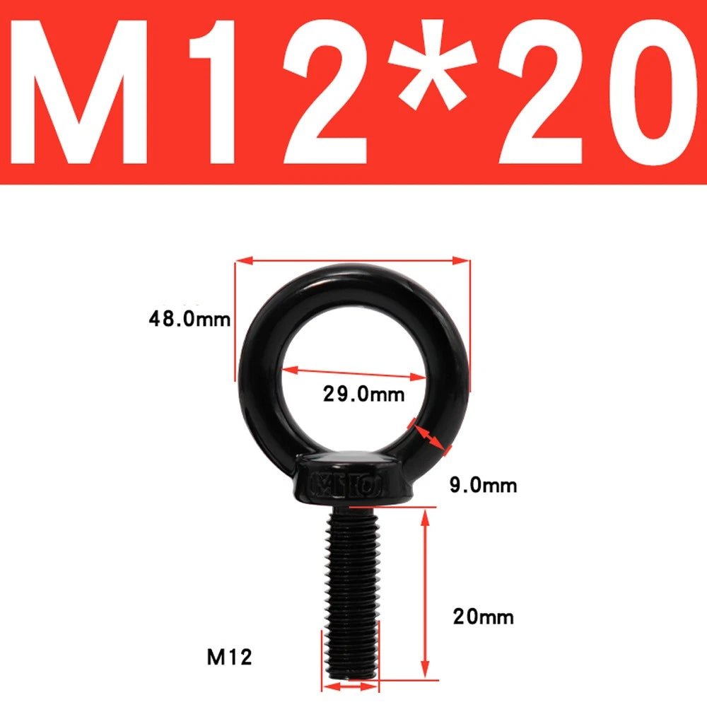 Black 304 Stainless Steel Eye Bolts and Eye Nuts — M3 to M20 Lifting Hardware - HomeDIYer