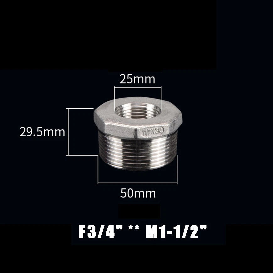 BSP Male to Female Reducing Bush Stainless Steel Pipe Fitting Adapter