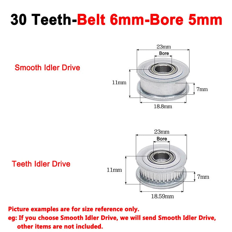 2GT Smooth-Tooth Idler Pulley 16Tooth - 40Tooth Bore 3mm 4mm 5mm 6mm 7mm 8mm