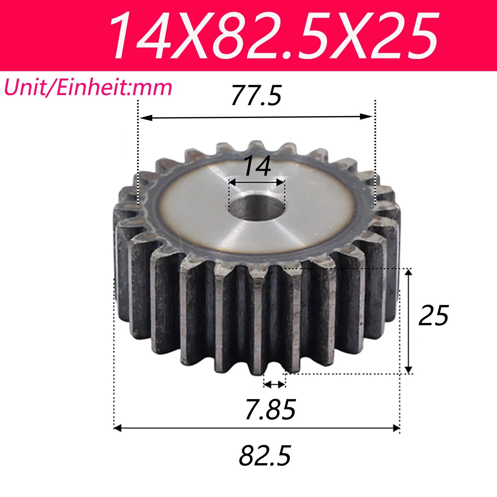 2.5 Modul 45# Steel Spur Gears Pinion Gear Thick 25mm 10-80 Teeth For 3D CNC