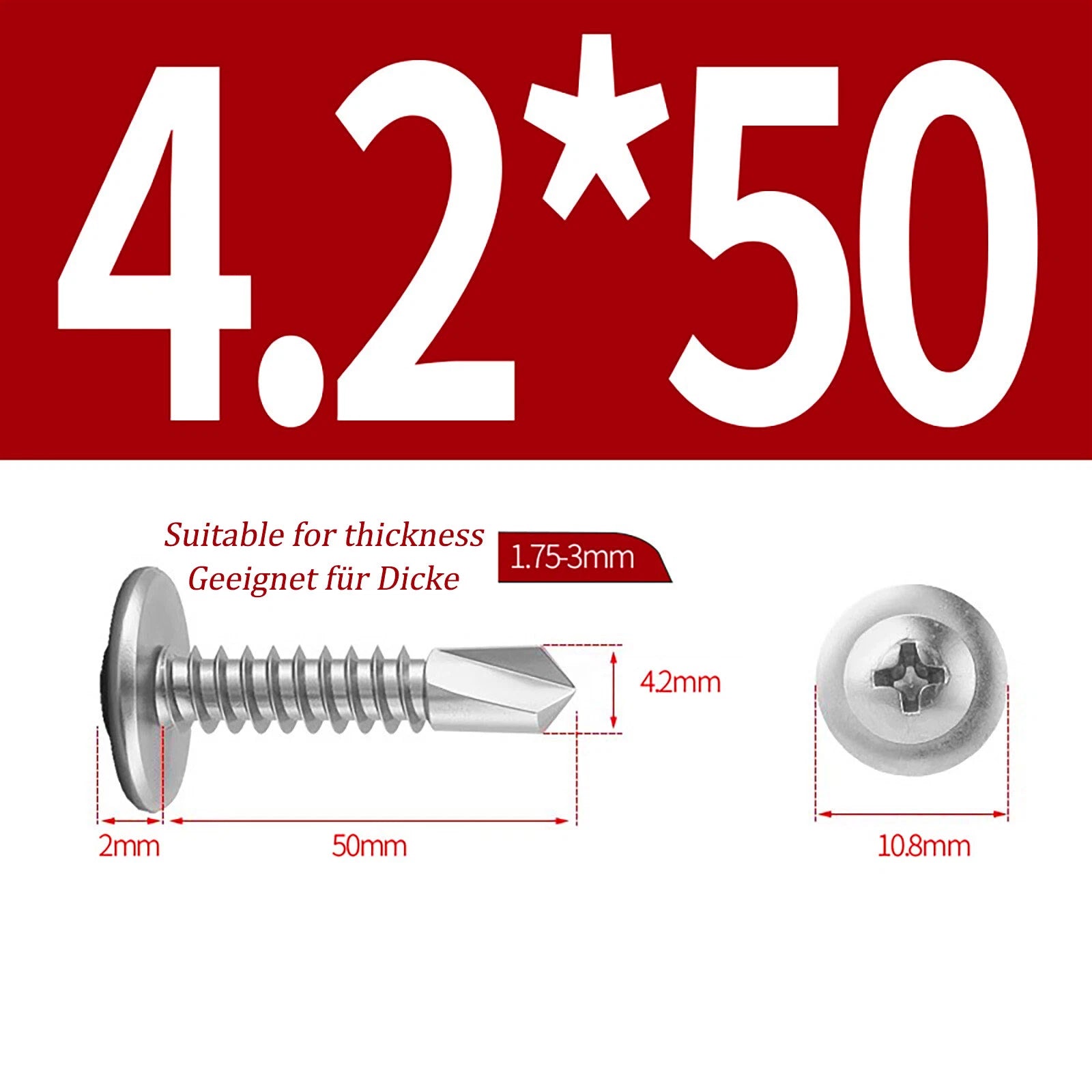 Self Drilling Wafer Head Screws – 304/410 Stainless & Galvanized Steel, M4.2 M4.8