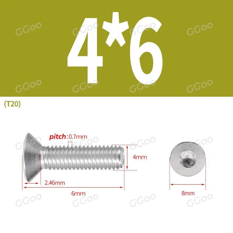 A2 Stainless Steel Torx Countersunk Flat Head Machine Screws M2 M2.5 M3 M4 M5 M6 M8 DIN 965 — 4mm to 60mm