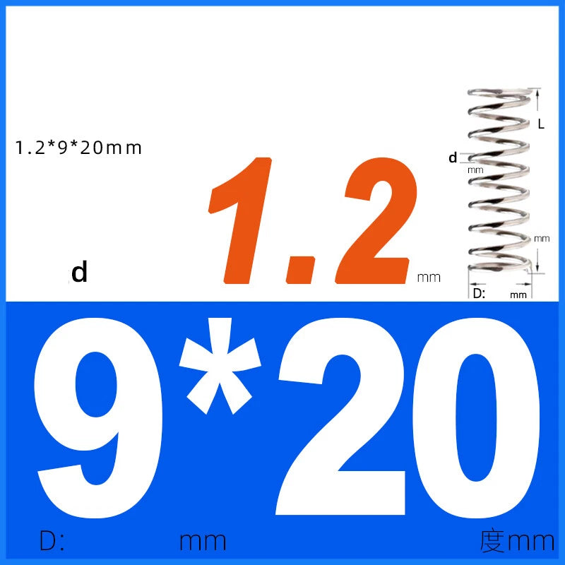 Compression Spring 1.2mm Wire Dia 8mm - 13mm OD Small Pressure Springs