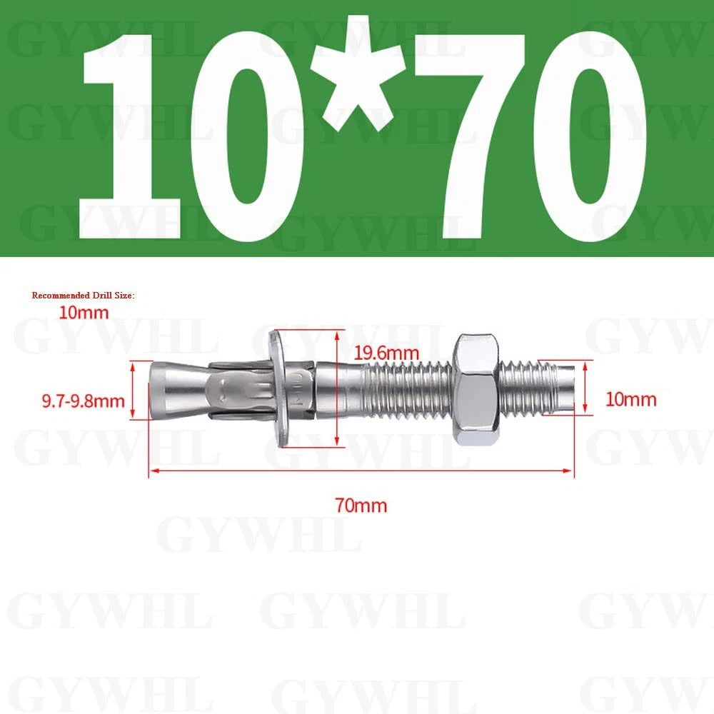 Hex Head Expansion Anchor Bolts — M6 to M20, Stainless Steel A2 & Zinc Plated, Extra Long