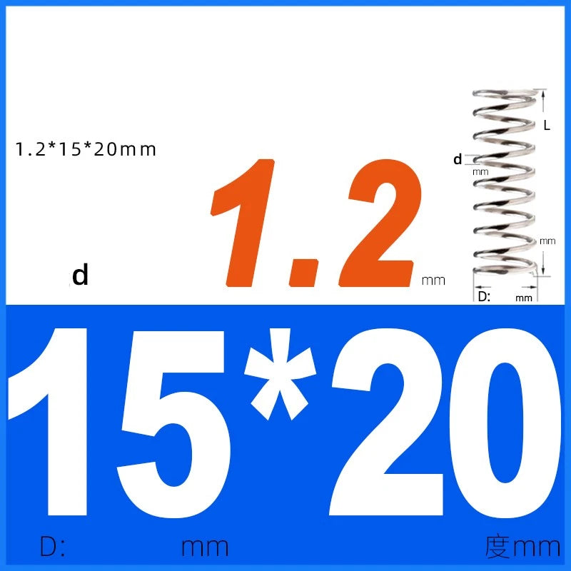 Compression Spring 1.2mm Wire Dia 14mm - 20mm OD Small Pressure Springs